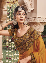 Elegant Mustard Color Shimmer Fabric Designer Saree