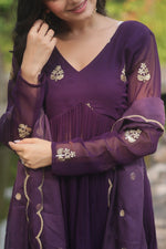 Beautiful Voilet Color Georgette Fabric Designer Suit