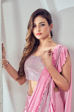 Beautiful Pink Color Lycra Fabric Readymade Saree