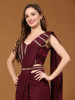 Ideal Maroon Color Imported Fabric Readymade Saree