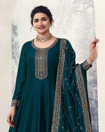 Amazing Teal Color Georgette Fabric Partywear Suit