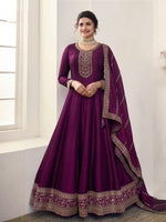 Amazing Purple Color Georgette Fabric Partywear Suit