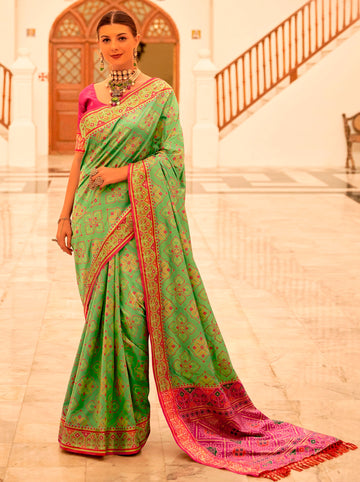 Beauteous Green Color Banarasi Fabric Partywear Saree