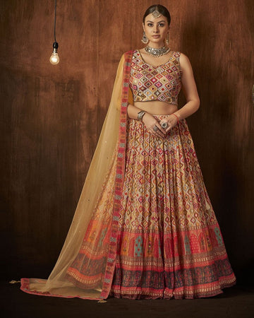 Stunning Multi Color Georgette Fabric Party Wear Lehenga