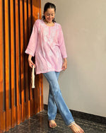 Pretty Pink Color Rayon Fabric Short Kurti