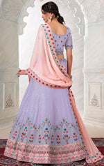 Captivating Purple Color Georgette Fabric Party Wear Lehenga