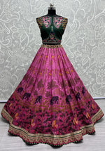 Superb Pink Color Silk Fabric Party Wear Lehenga