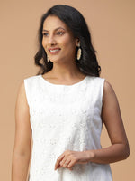 Amazing White Color Cotton  Fabric Kurti