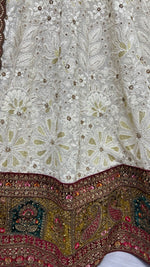 Alluring Cream Color Georgette Fabric Wedding Lehenga
