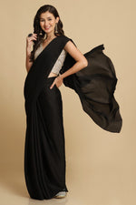 Dazzling Black Color Silk Fabric Casual Saree