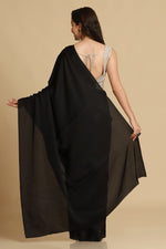 Dazzling Black Color Silk Fabric Casual Saree