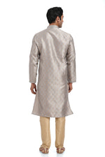 Ideal Grey Color Jacquard Fabric Kurta Pajama