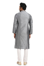 Ideal Grey Color Jacquard Fabric Kurta Pajama