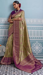 Lovely Green Color Kanjivaram Fabric Partywear Saree