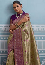 Lovely Green Color Kanjivaram Fabric Partywear Saree