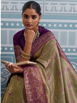 Lovely Green Color Kanjivaram Fabric Partywear Saree