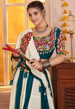 Beautiful Teal Color Viscose Fabric Party Wear Lehenga
