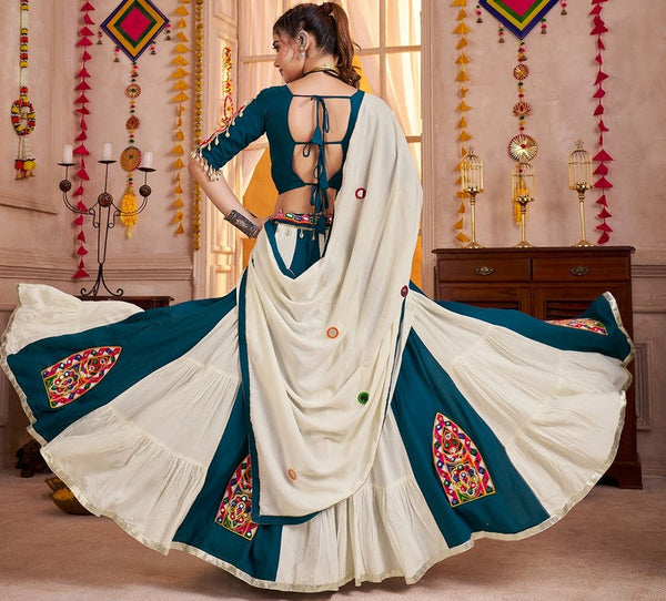 Beautiful Teal Color Viscose Fabric Party Wear Lehenga