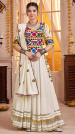 Beautiful Cream Color Viscose Fabric Party Wear Lehenga