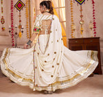 Beautiful Cream Color Viscose Fabric Party Wear Lehenga