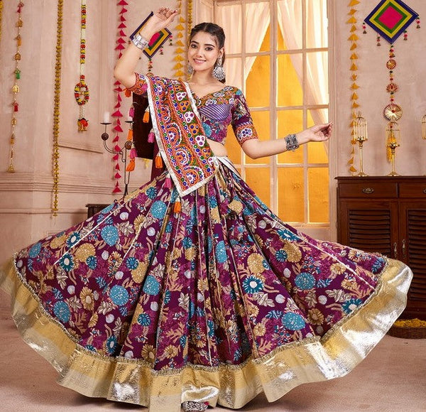 Charming Voilet Color Viscose Fabric Party Wear Lehenga