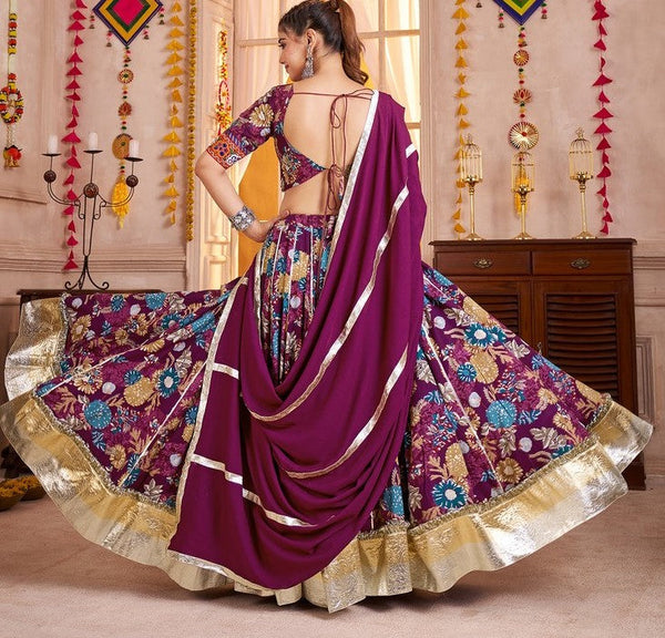 Charming Voilet Color Viscose Fabric Party Wear Lehenga