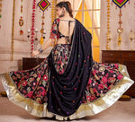 Charming Black Color Viscose Fabric Party Wear Lehenga