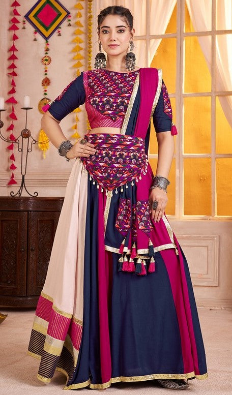 Charming Multi Color Viscose Fabric Party Wear Lehenga
