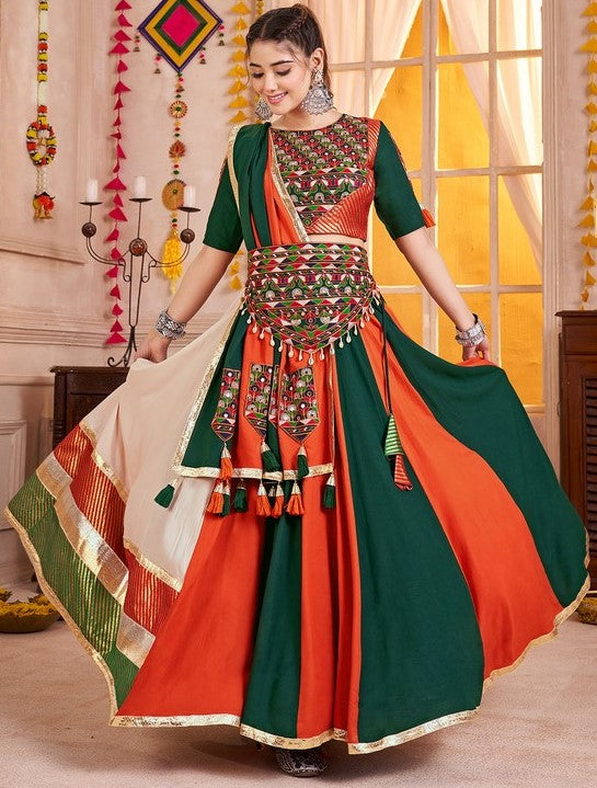 Charming Multi Color Viscose Fabric Party Wear Lehenga