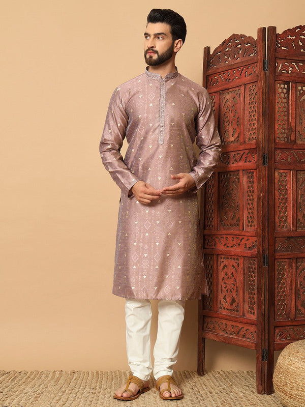 Impressive Purple Color Silk Fabric Kurta Pajama