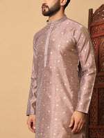 Impressive Purple Color Silk Fabric Kurta Pajama