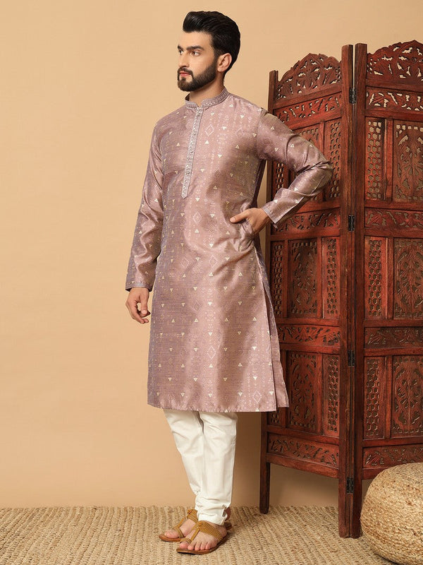 Impressive Purple Color Silk Fabric Kurta Pajama