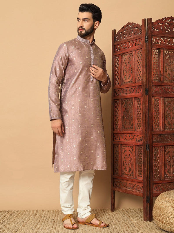 Impressive Purple Color Silk Fabric Kurta Pajama