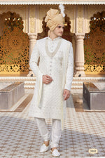 Elegant Cream Color Art Silk Fabric Sherwani