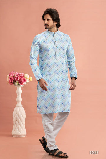 Elegant Multi Color Cotton Fabric Kurta Pajama