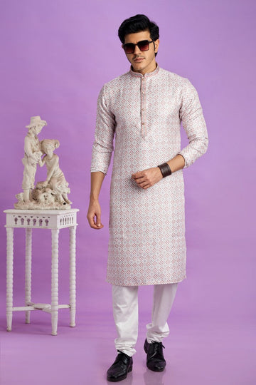 Elegant Beige Color Linen Fabric Kurta Pajama