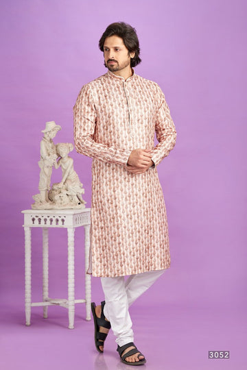 Elegant Brown Color Linen Fabric Kurta Pajama