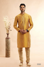 Amazing Peach Color Jacquard Fabric Kurta Pajama