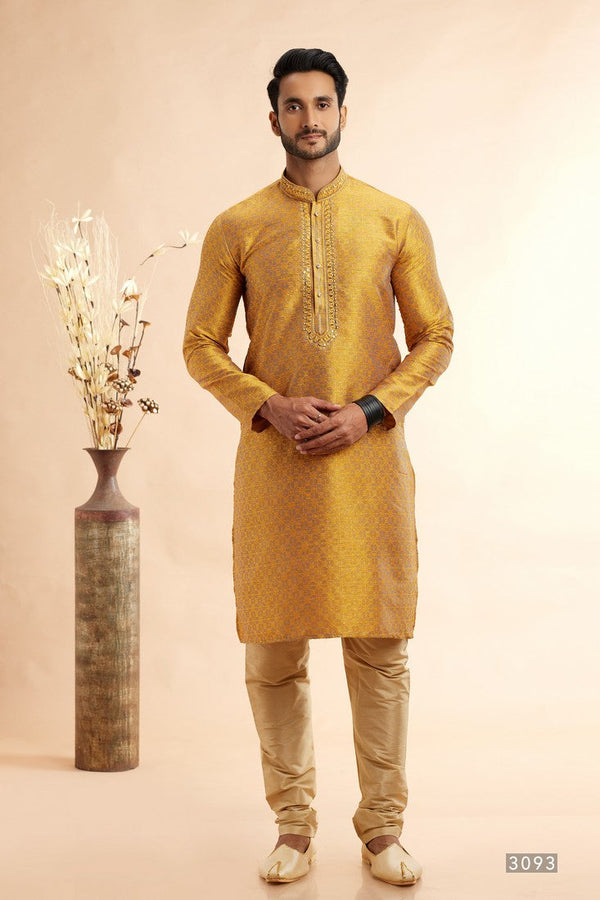 Amazing Peach Color Jacquard Fabric Kurta Pajama