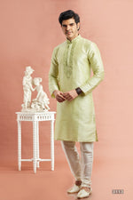 Desirable Green Color Art Silk Fabric Kurta Pajama