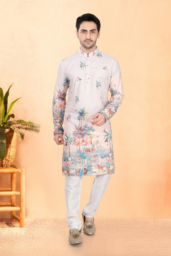 Impressive Pink Color Silk Fabric Kurta Pajama