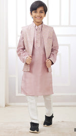 Elegant Pink Color Satin Fabric Boys Sherwani