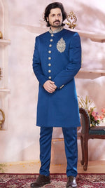 Ideal Blue Color Imported Fabric Sherwani