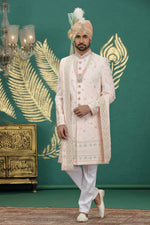 Elegant Pink Color Art Silk Fabric Sherwani
