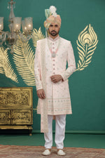Elegant Pink Color Art Silk Fabric Sherwani