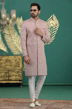 Elegant Pink Color Art Silk Fabric Sherwani