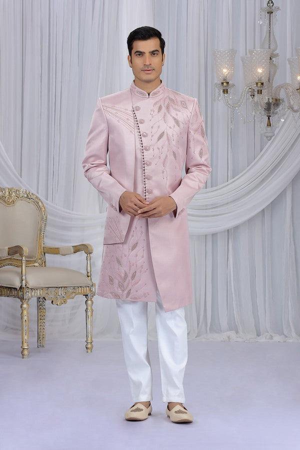 Elegant Aqua Color Art Silk Fabric Sherwani