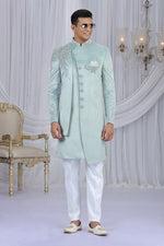 Elegant Beige Color Art Silk Fabric Sherwani