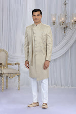 Elegant Aqua Color Art Silk Fabric Sherwani