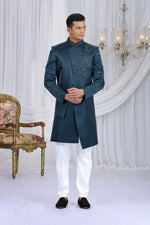 Elegant Black Color Art Silk Fabric Sherwani